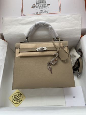 HERMÈS Kelly Silver-tone Hardware 25 28