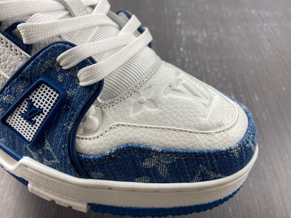 1V Trainer Monogram Denim White Blue