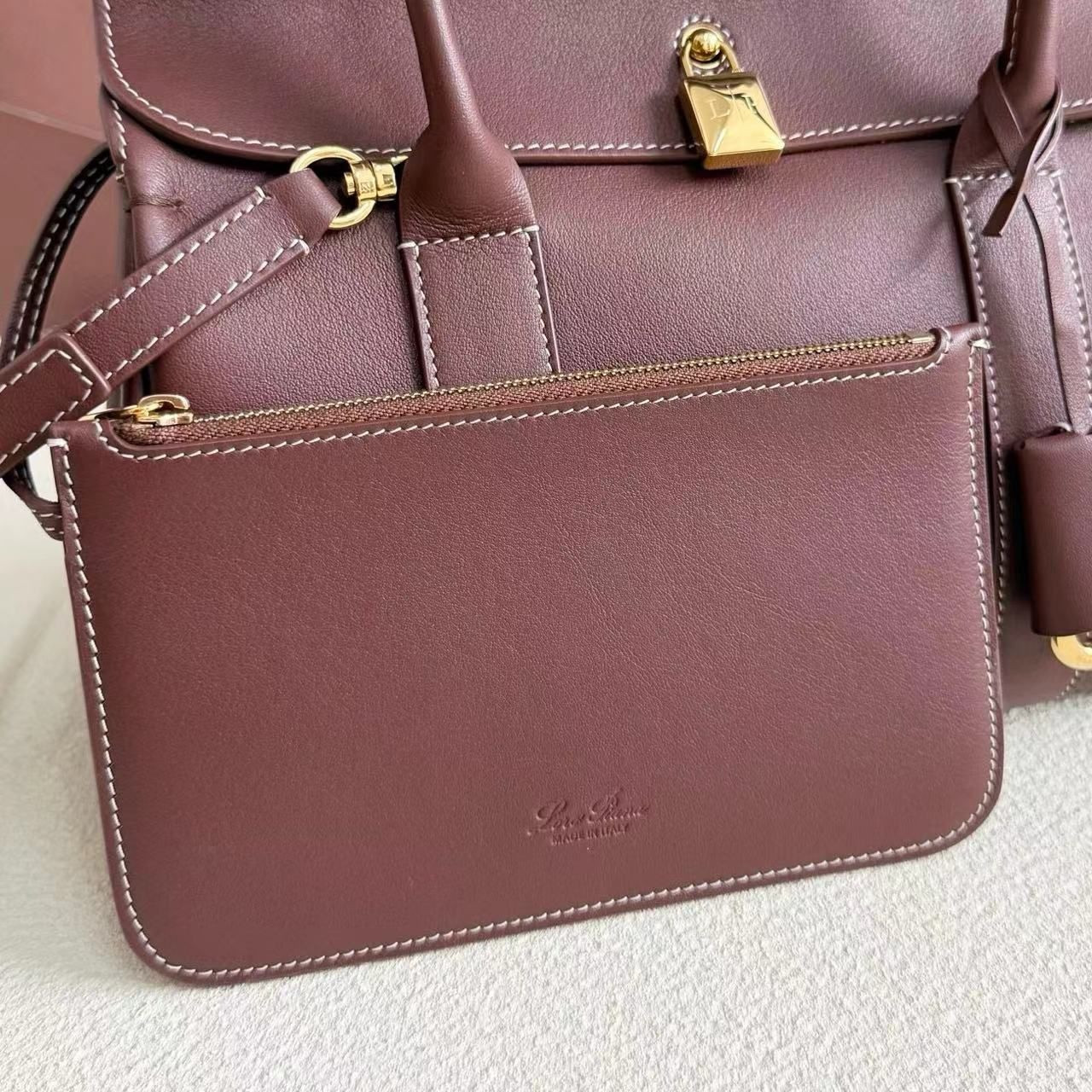 L**o p*ana loom bag l25 smooth calfskin 25x18x12.5cm