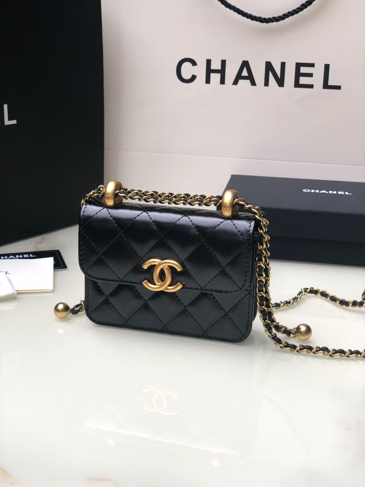 Ch*el mini flap bag 12x9x2cm