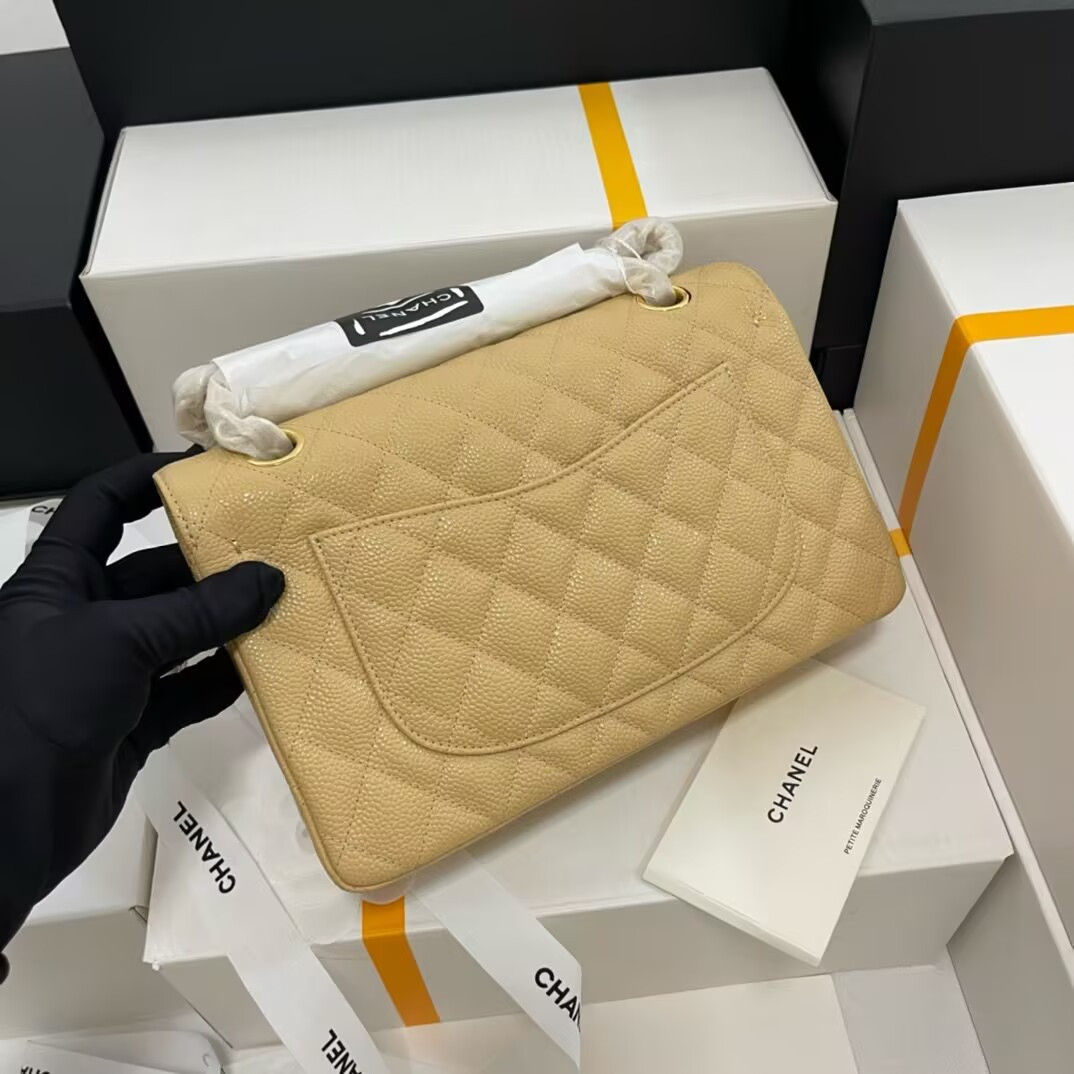Ch*el small classic handbag grained calfskin 14.5×23×6cm