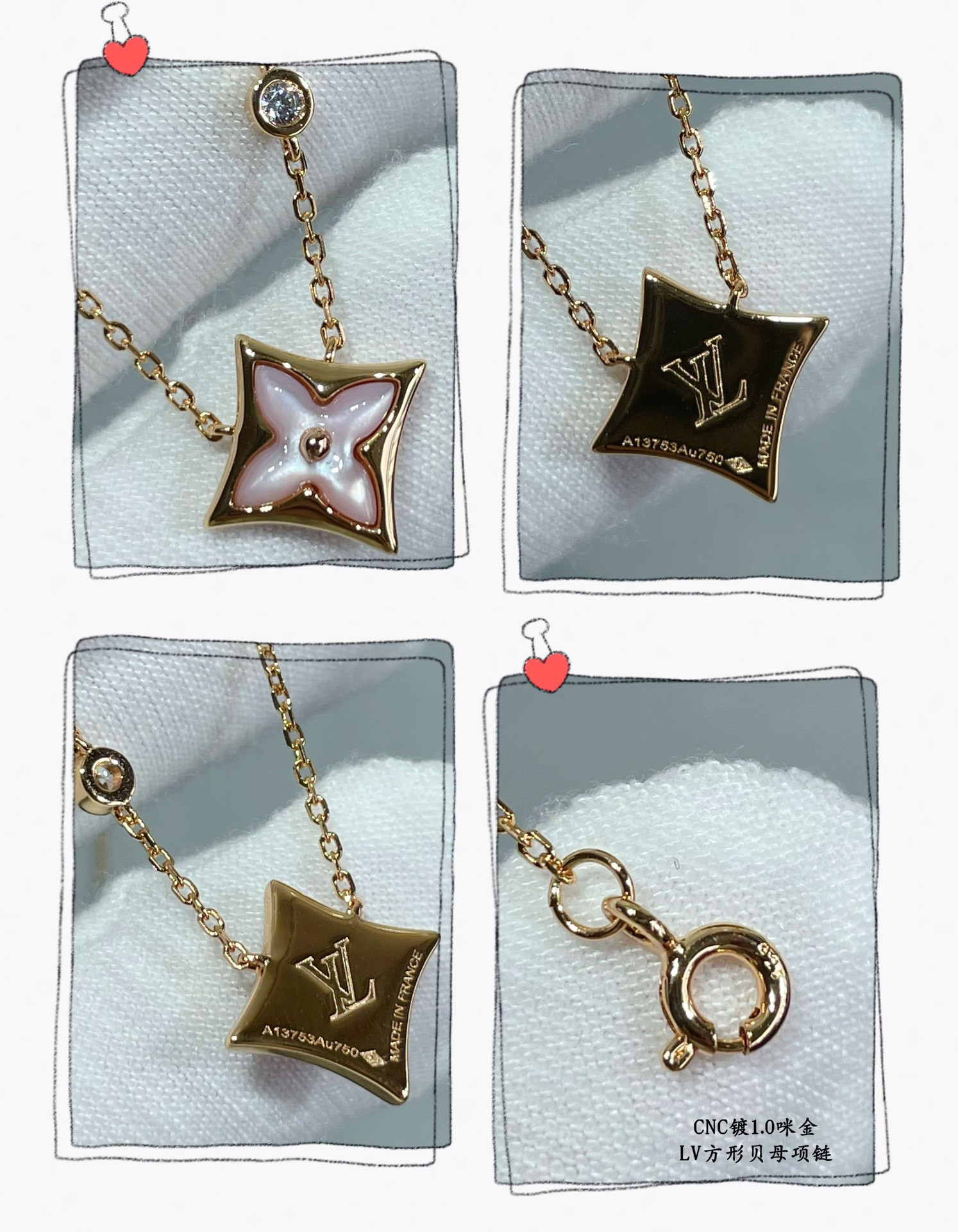 l0*is V*t0n square mother-of-pearl necklace