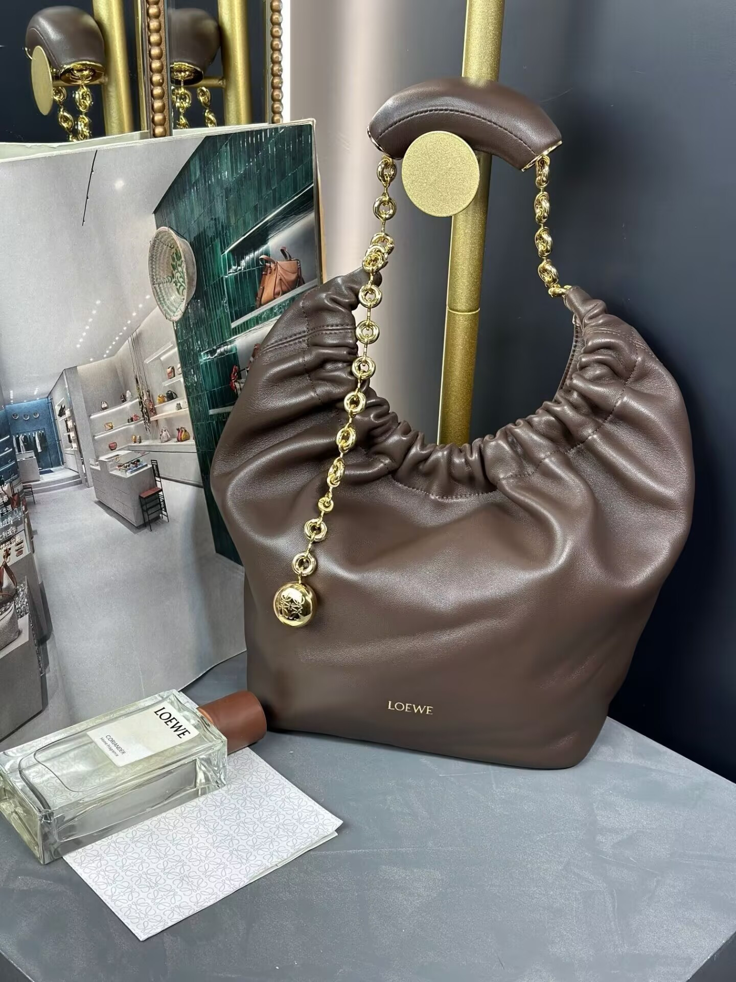 L0ew* small squeeze bag in mellow nappa lambskin 29x10.5x24cm