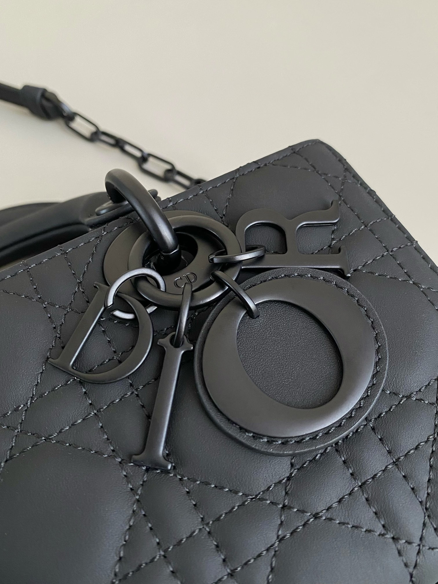 D*or small lady d-joy bag ultramatte black cannage calfskin