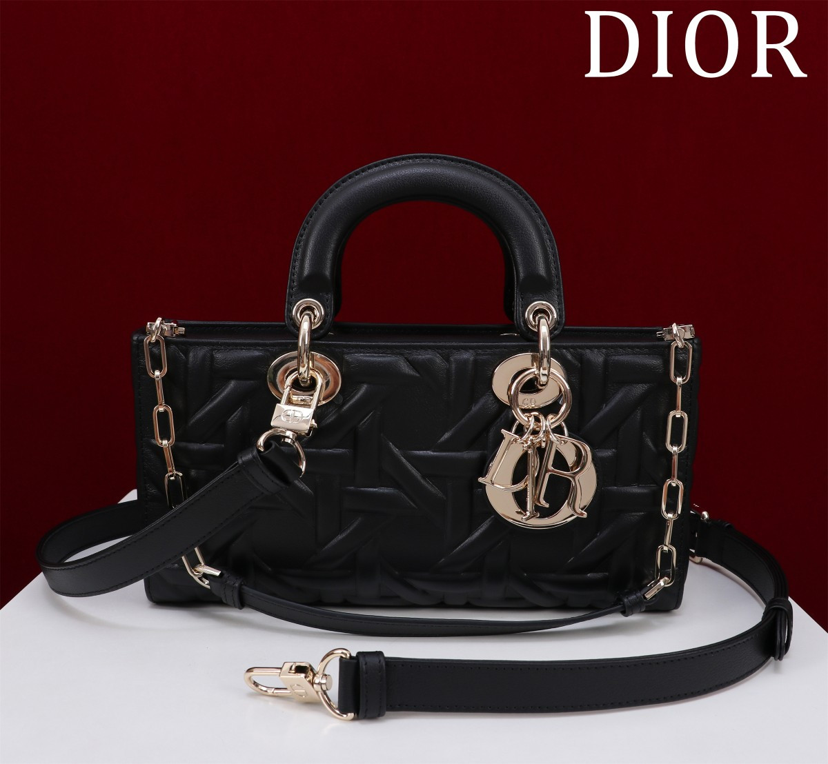 D*or medium lady d-joy bag latte graphic cannage 26 x 13.5 x 5 cm