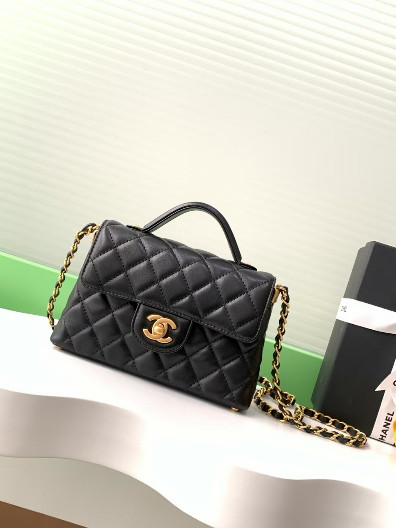 Ch*el small top handle flap bag as5355 14x20x6cm