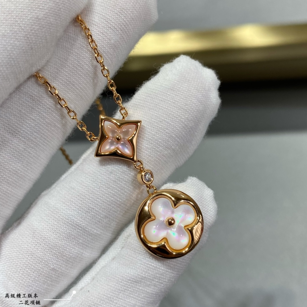 l0*is V*t0n two-flower mandarin duck necklace