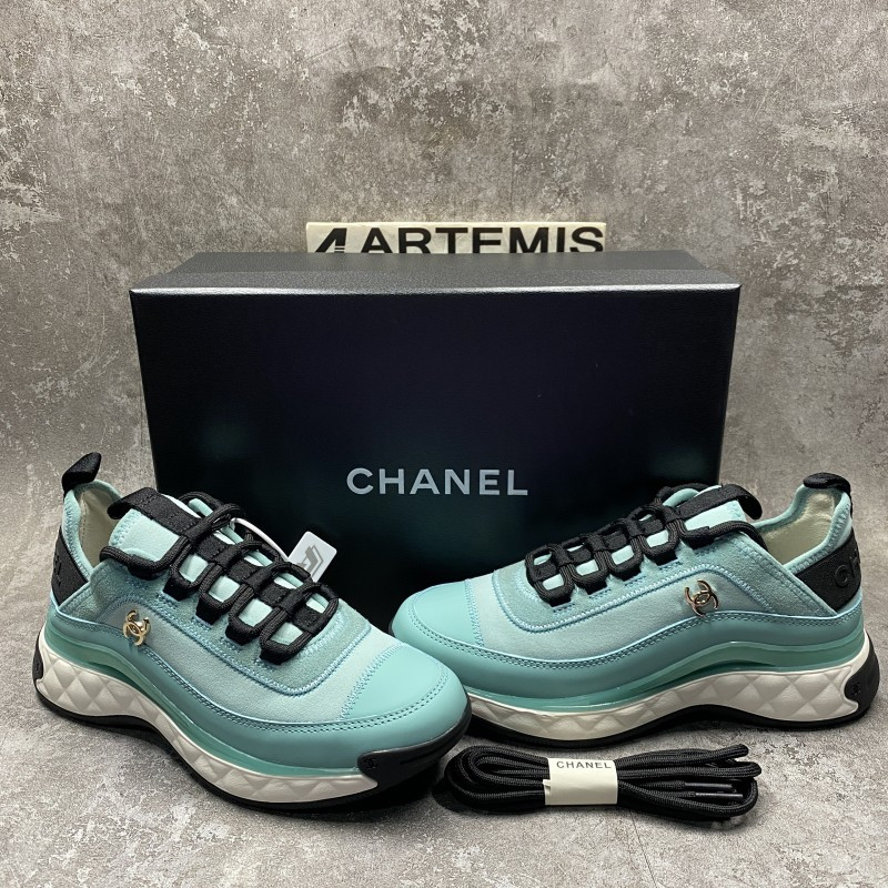 Ch*el pre-owned cloth trainers in green