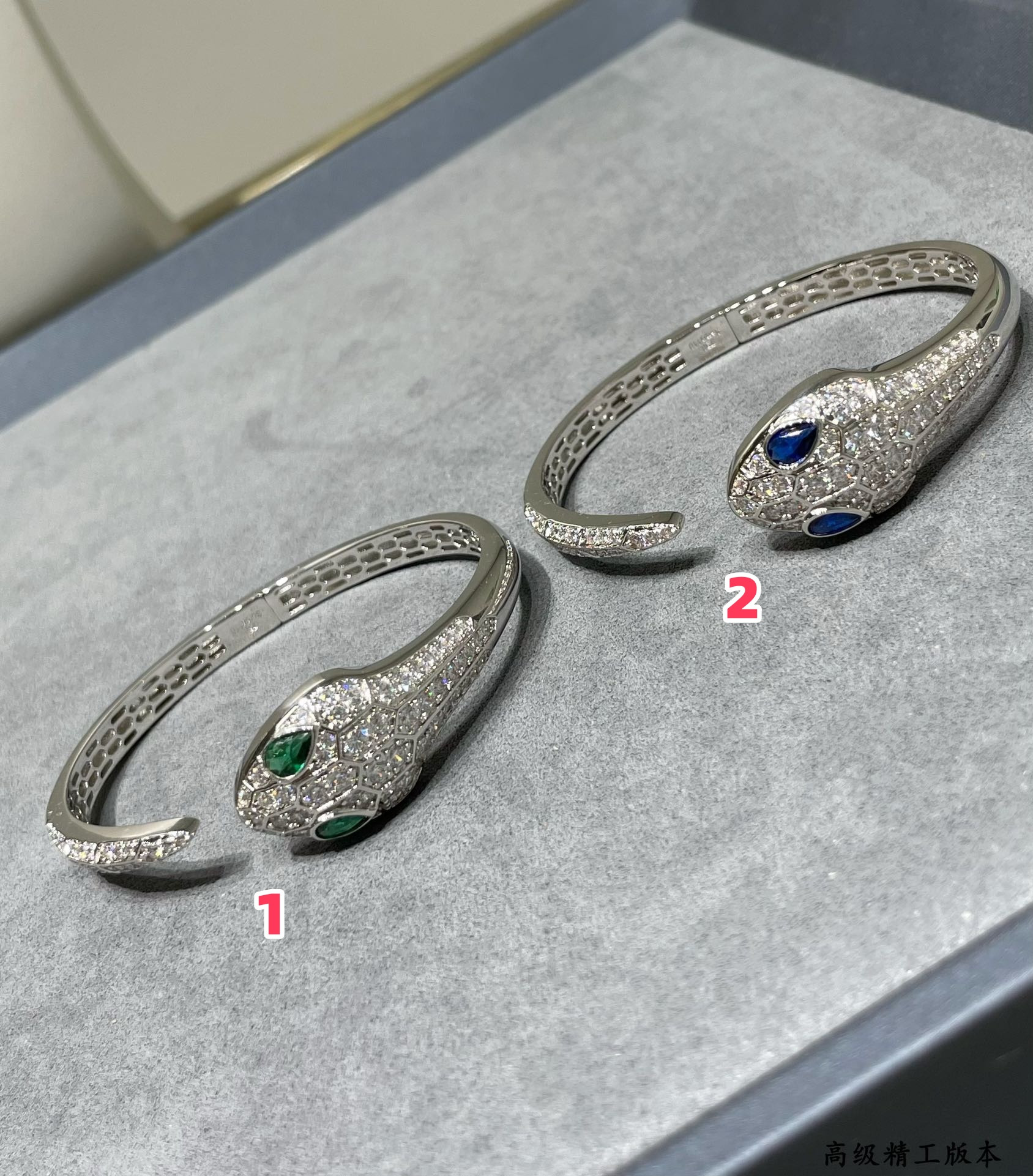 b*l*ai full Di*m*nd open snake bracelet