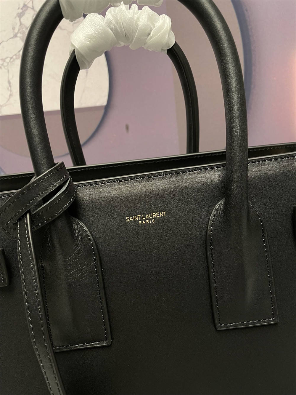 Y*L sac de jour small in shiny leather black