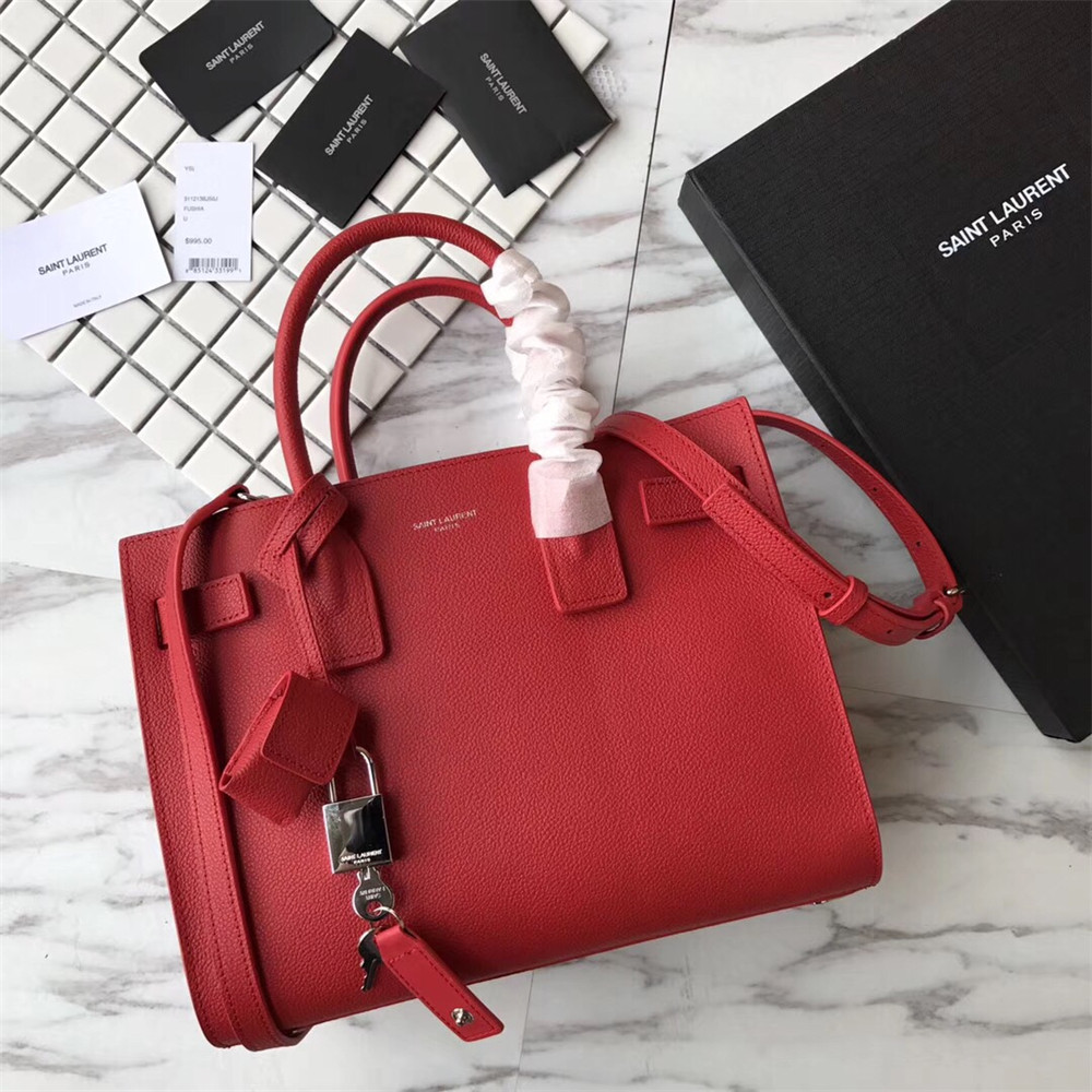 Y*L sac de jour baby in grained leather shiny red