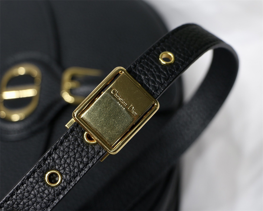 medium D*or bobby bag black grained calfskin