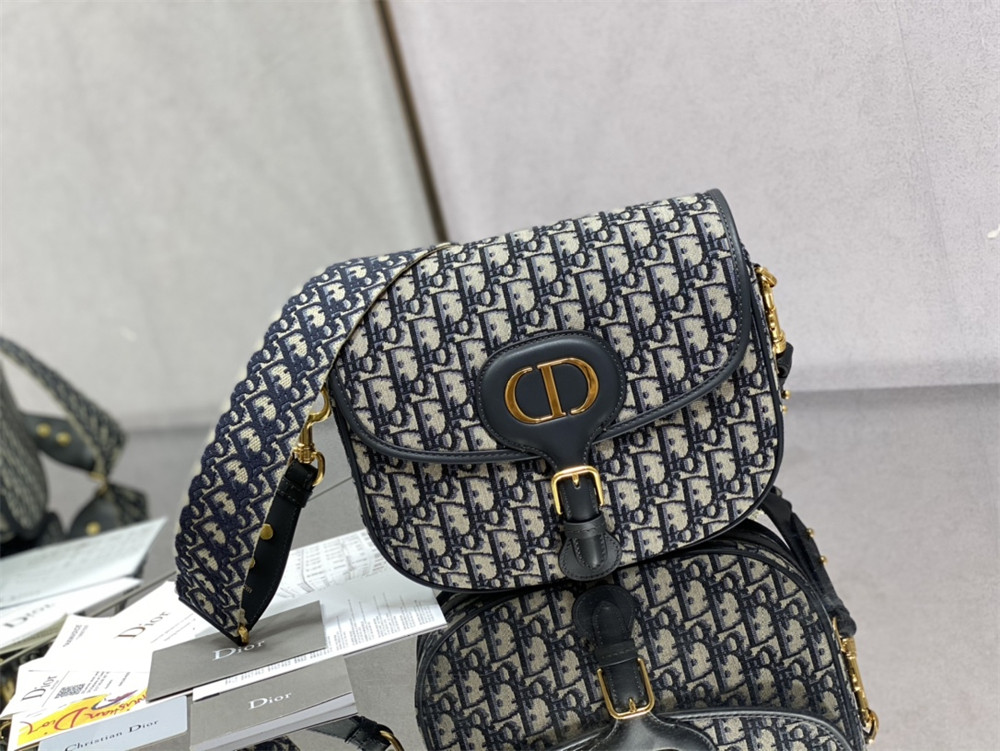large D*or bobby bag blue D*or oblique jacquard