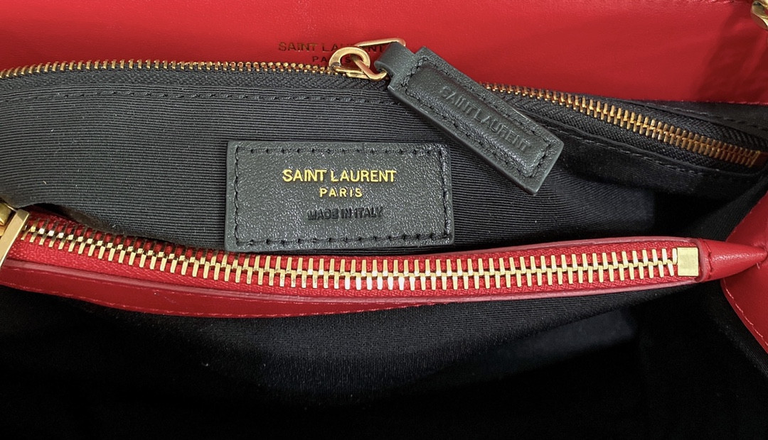 Y*L loulou medium in quilted leather red 12.5 x 8.6 x 3.5 inches