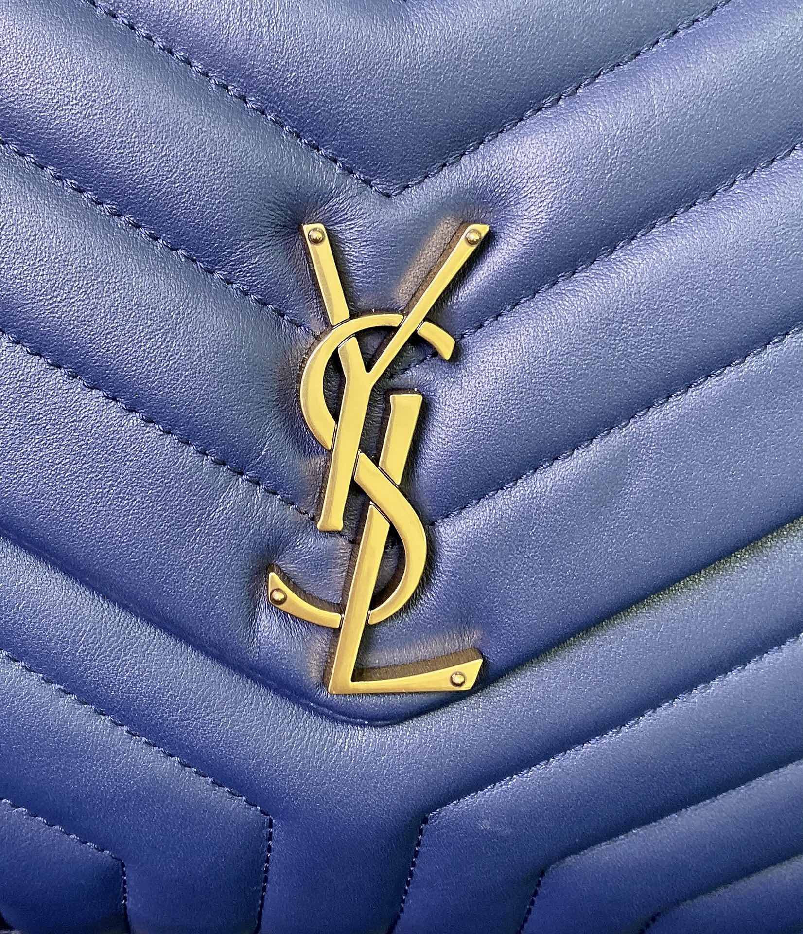 Y*L loulou medium in quilted leather purple 12.5 x 8.6 x 3.5 inches
