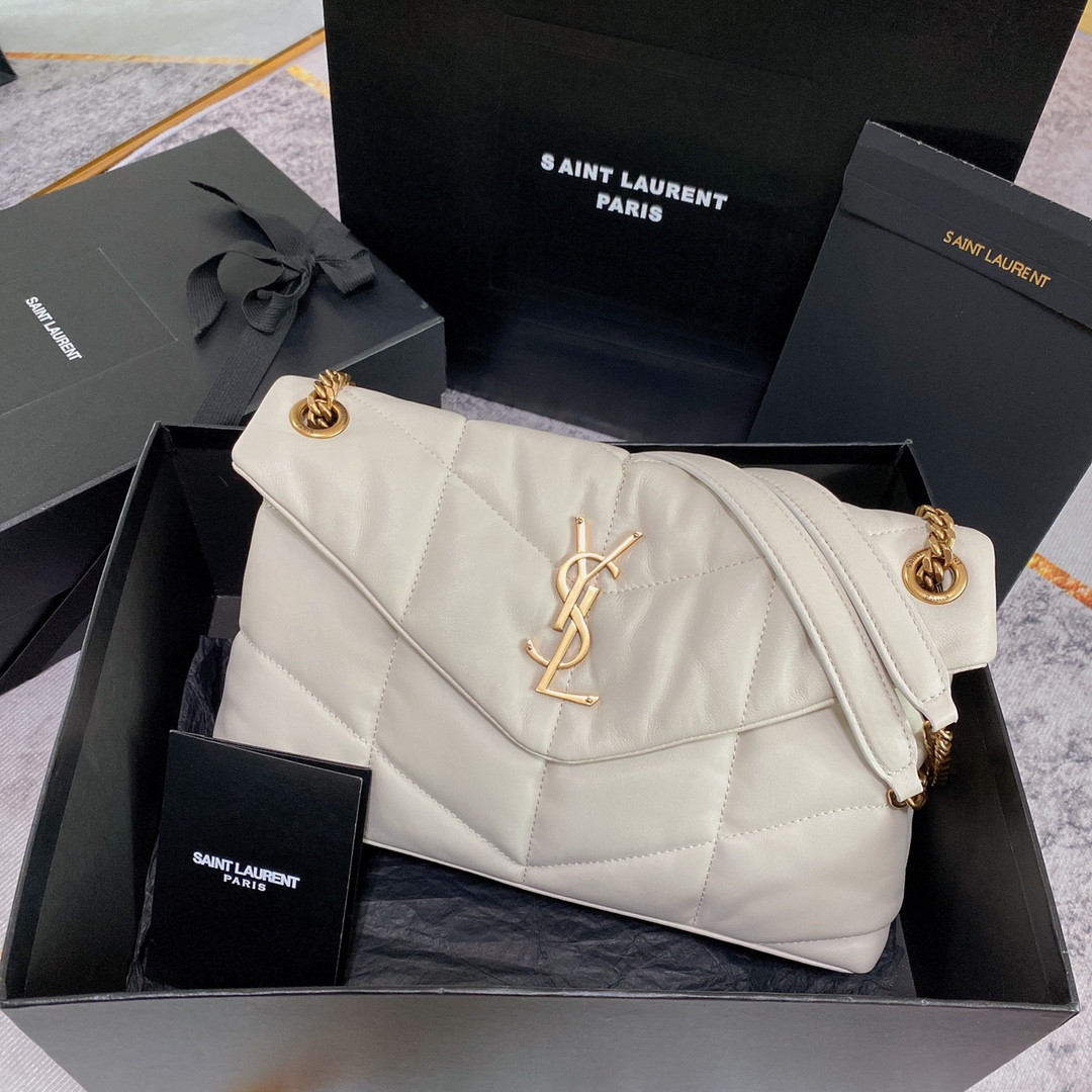 Y*L puffer small in nappa leather white 11.4 x 6.6 x 4.3 inches