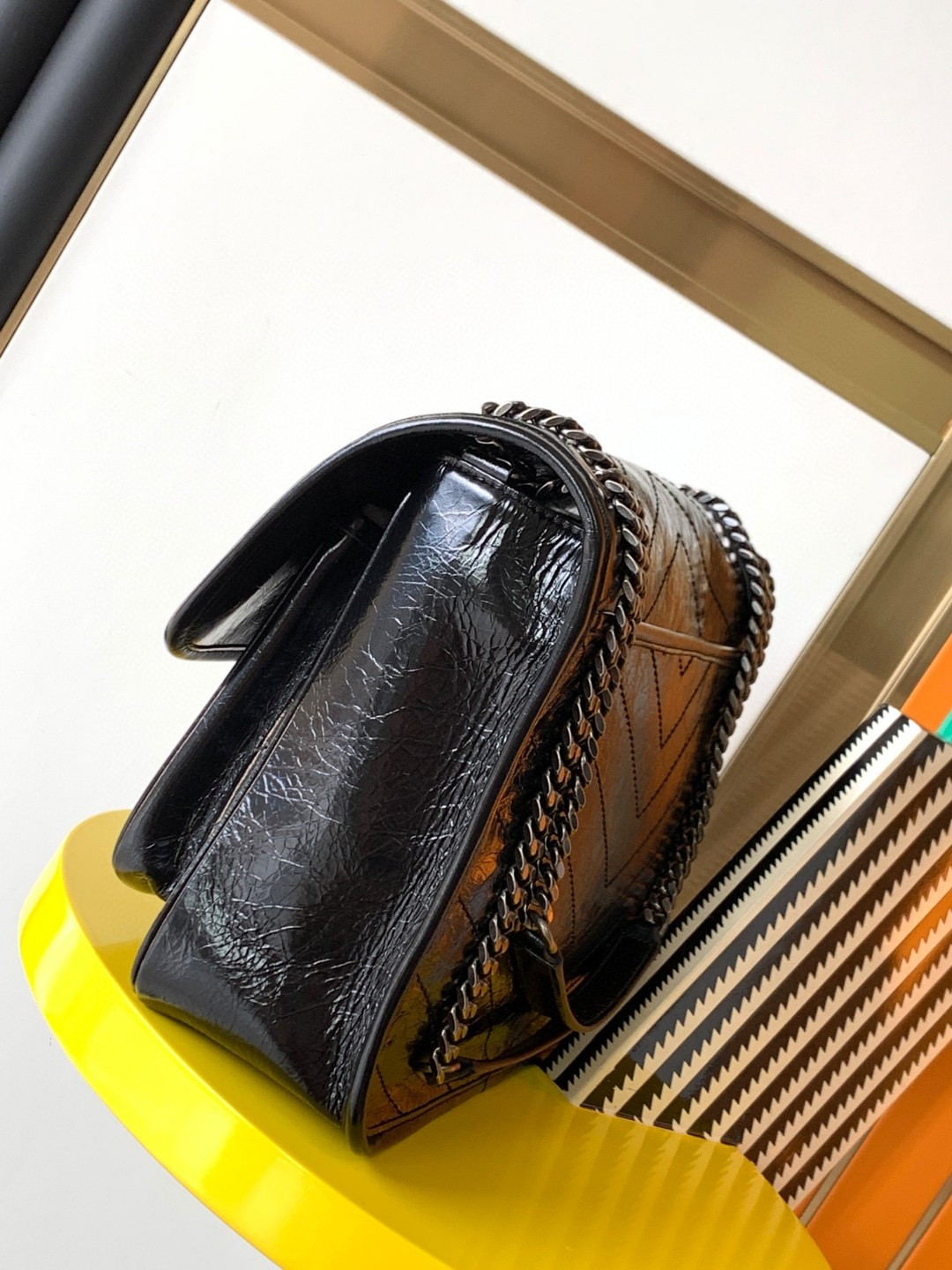 Y*L niki large in vintage leather 12.5 x 9 x 3.5 inches