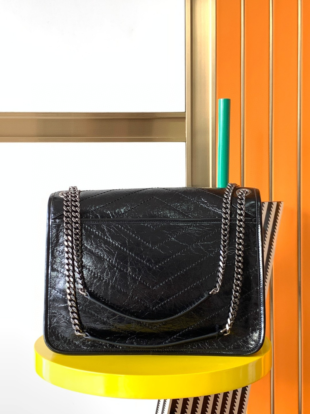 Y*L niki large in vintage leather 12.5 x 9 x 3.5 inches