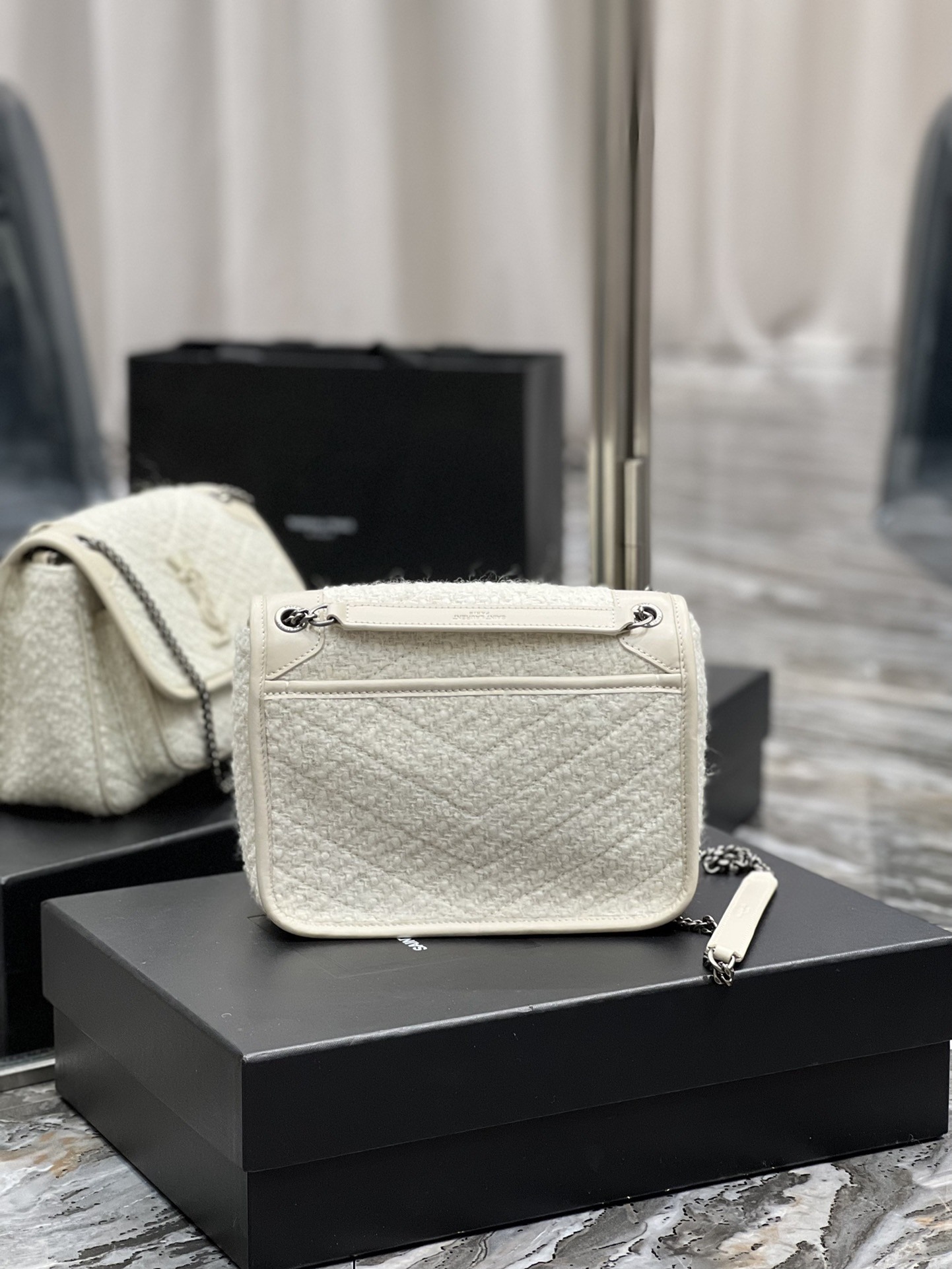 Y*L niki medium in white 11 x 7.8 x 3.3 inches