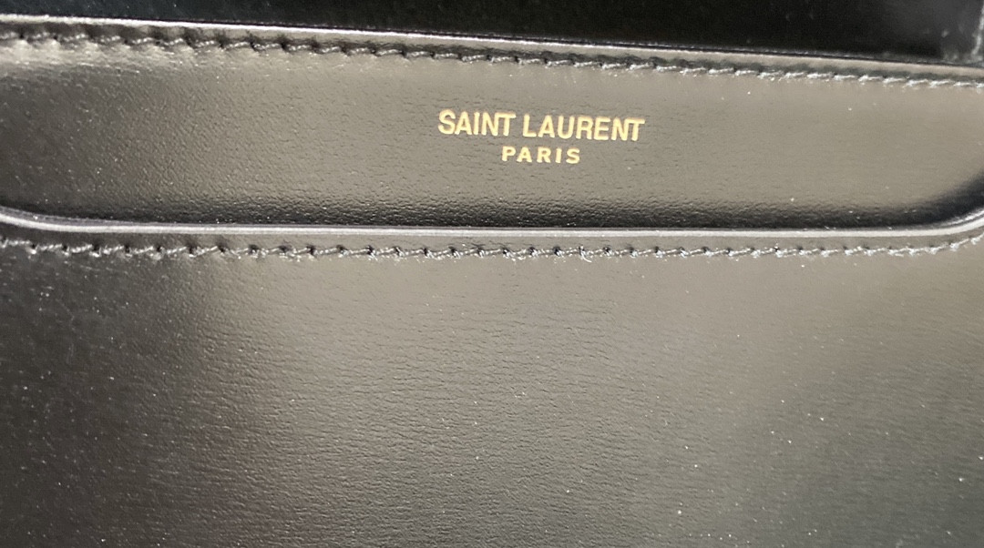 y*l solferino small satchel in box Sa**t Lau*nt black 7.4 x 5.1 x 1.9 inches