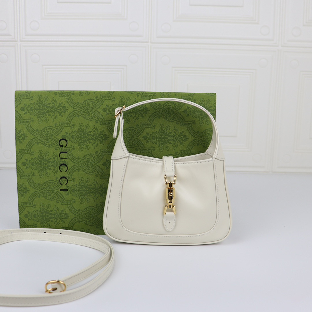 G*u*i jackie 1961 mini shoulder bag white 7.5"w x 5.1"h x 1.2"d