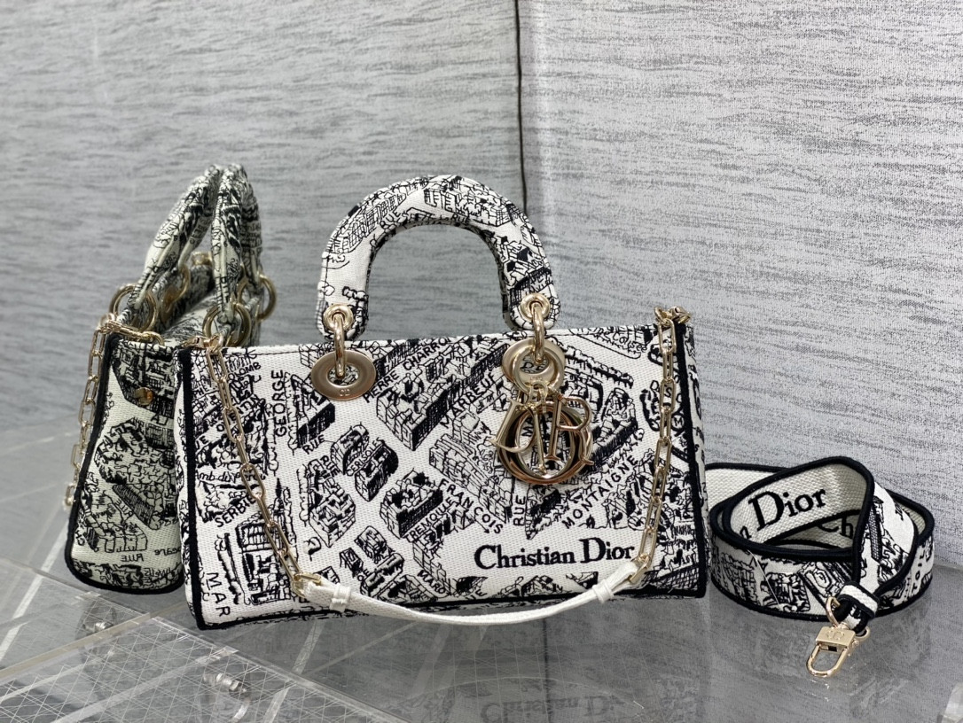 D*or lady d-joy bag medium black white 26 x 13.5 x 5 cm