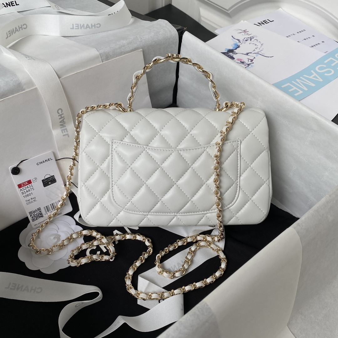 Ch*el mini classic handbag with top handle 12 × 20 × 6 cm