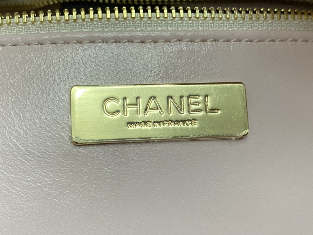 Ch*el mini shopping bag shiny lambskin & gold-tone metal 22x23x5.5cm