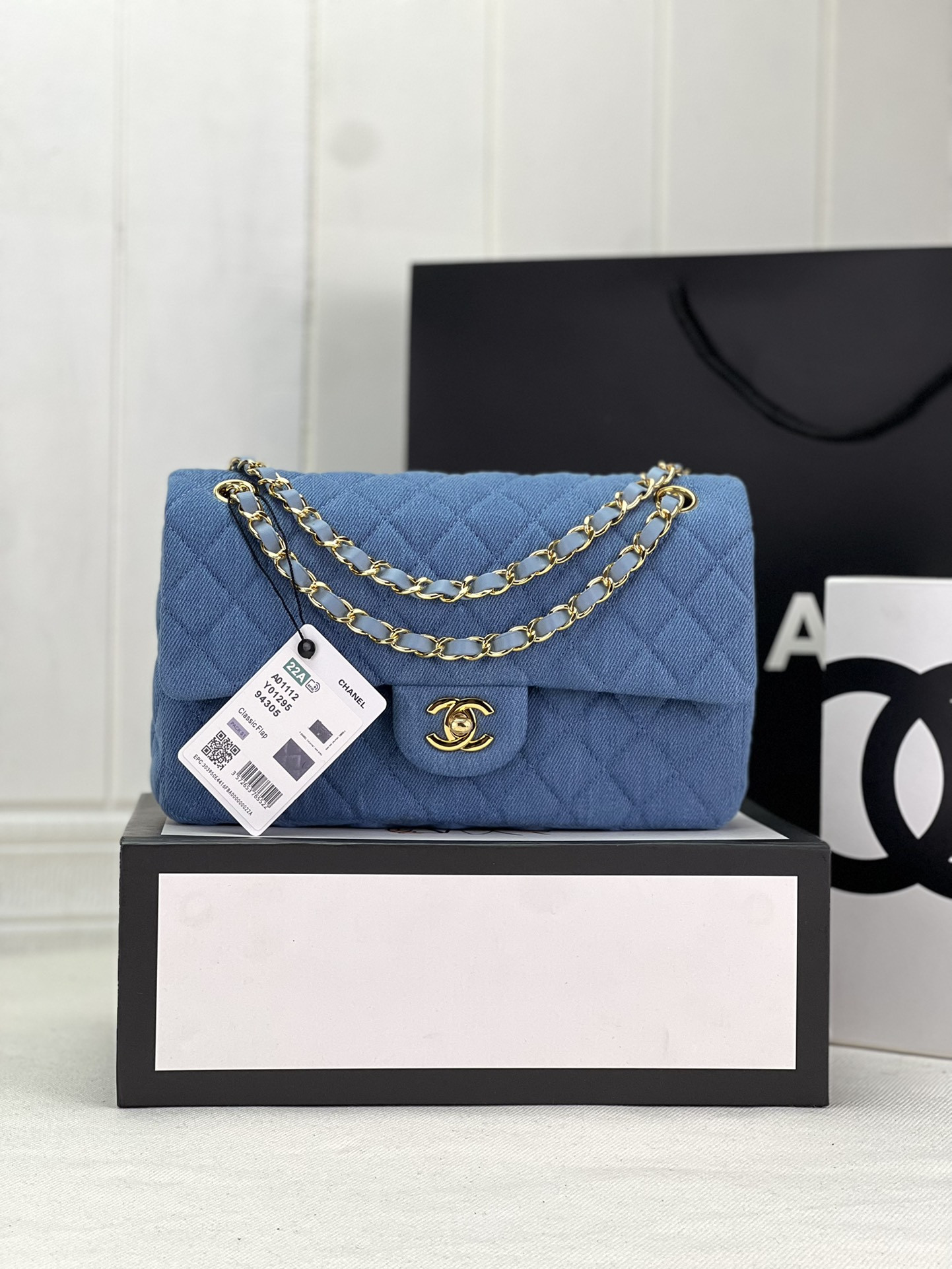 Ch*el classic 11.12 handbag tweed & gold-tone metal 6 × 9.9 × 2.5 in