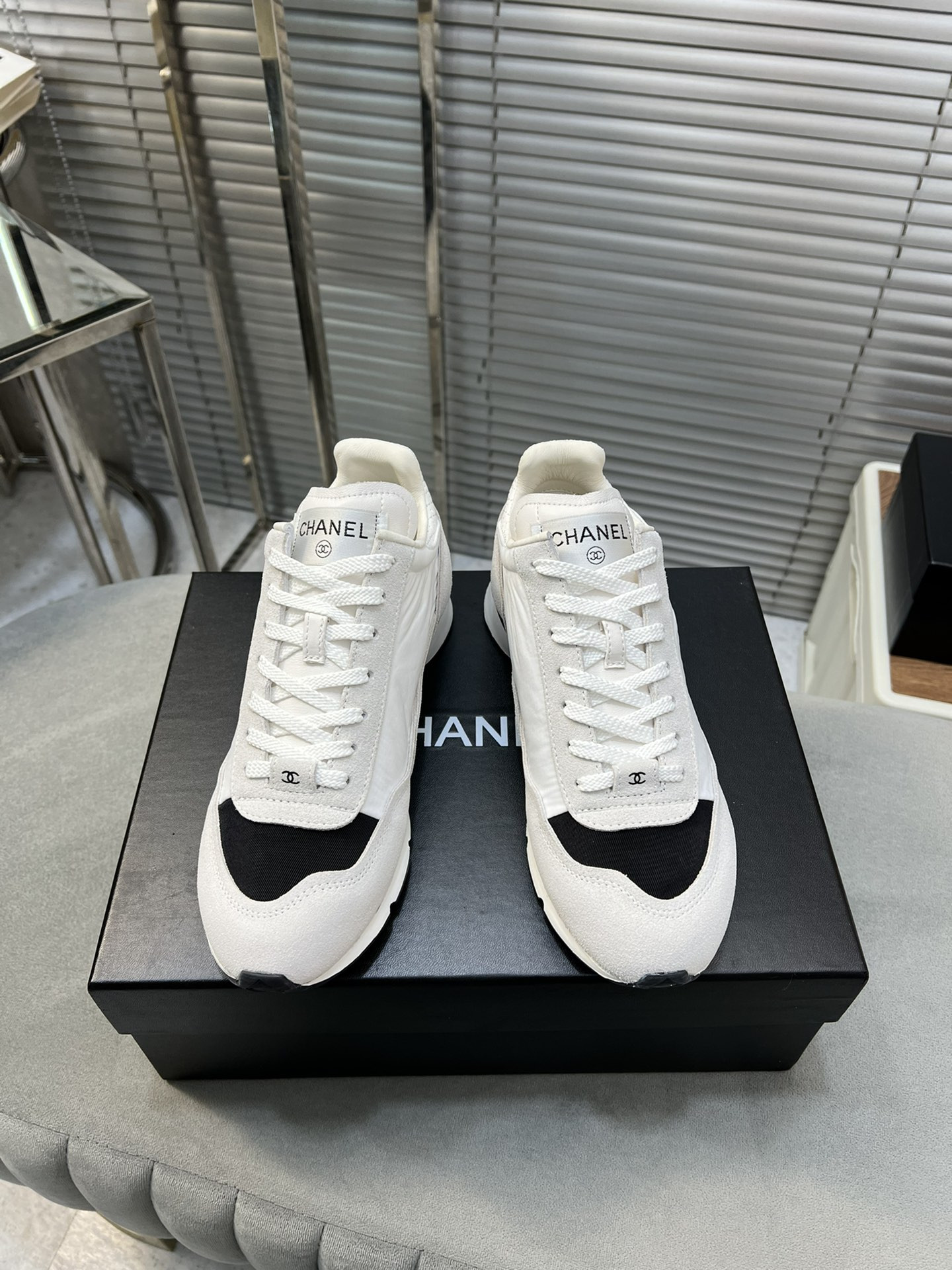 ua Ch*el sneakers fabric, suede kidskin & suede calfskin