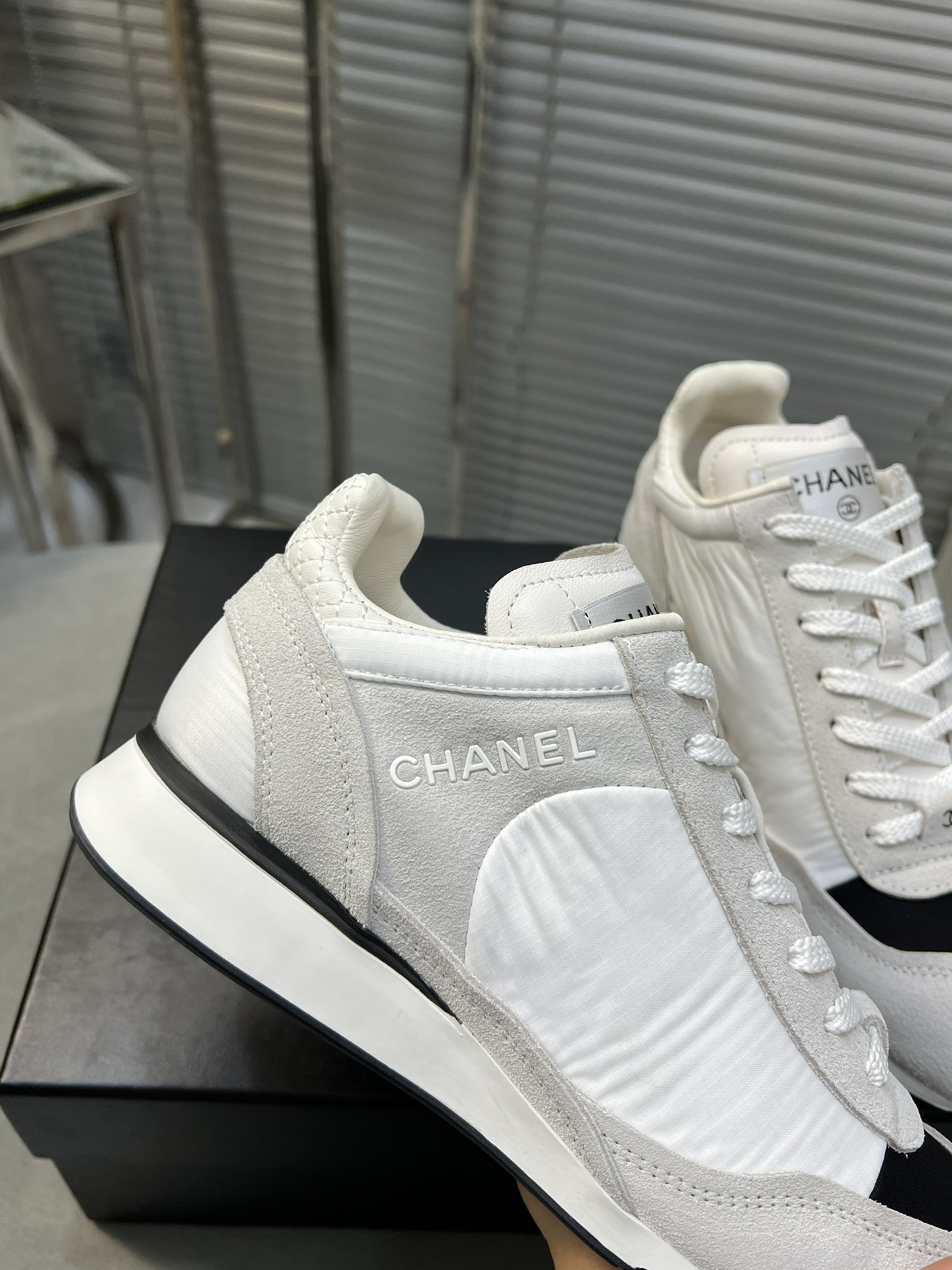 ua Ch*el sneakers fabric, suede kidskin & suede calfskin