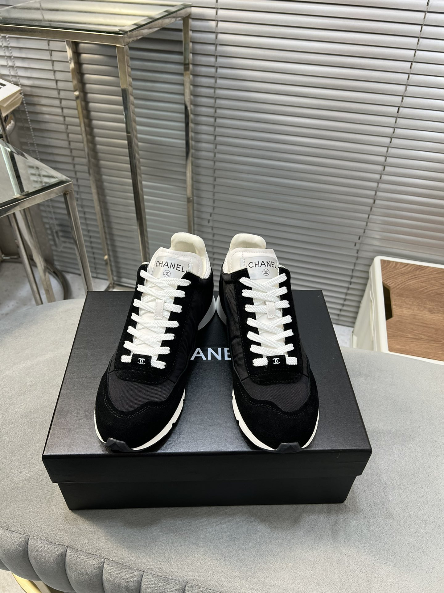 ua Ch*el sneakers fabric, suede kidskin & suede calfskin