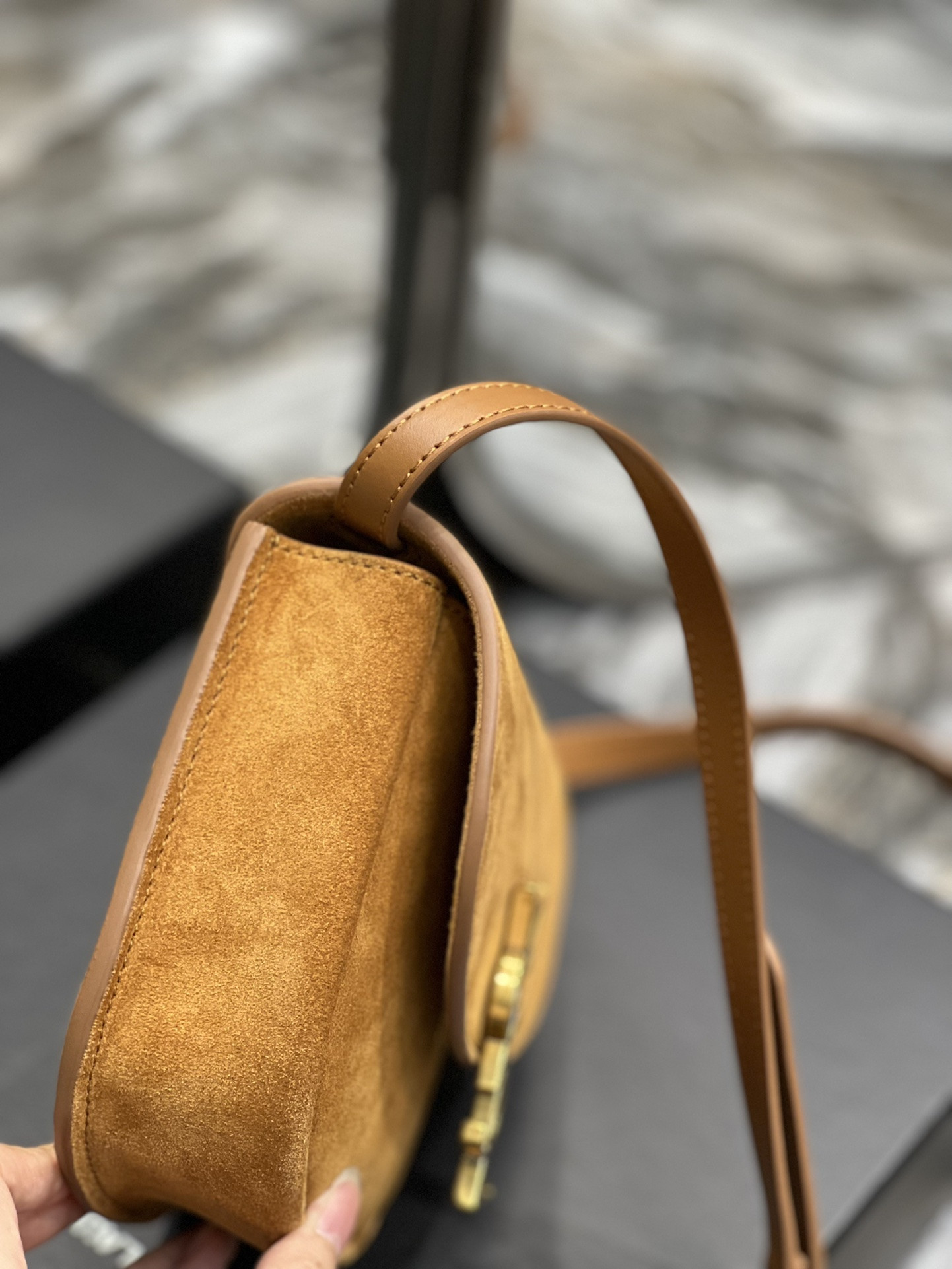 Y*L kaia small satchel in smooth leather 7.2 x 6.1 x 2.1 inches