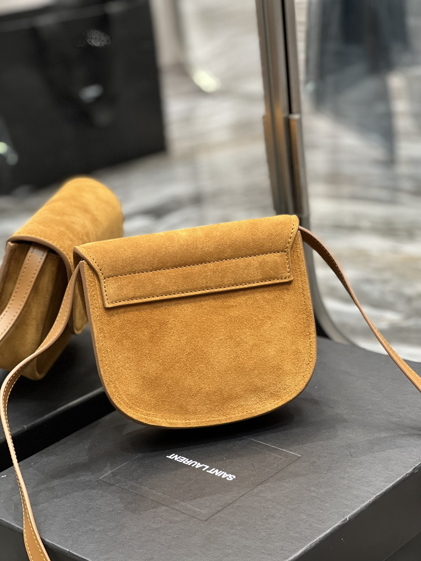 Y*L kaia small satchel in smooth leather 7.2 x 6.1 x 2.1 inches