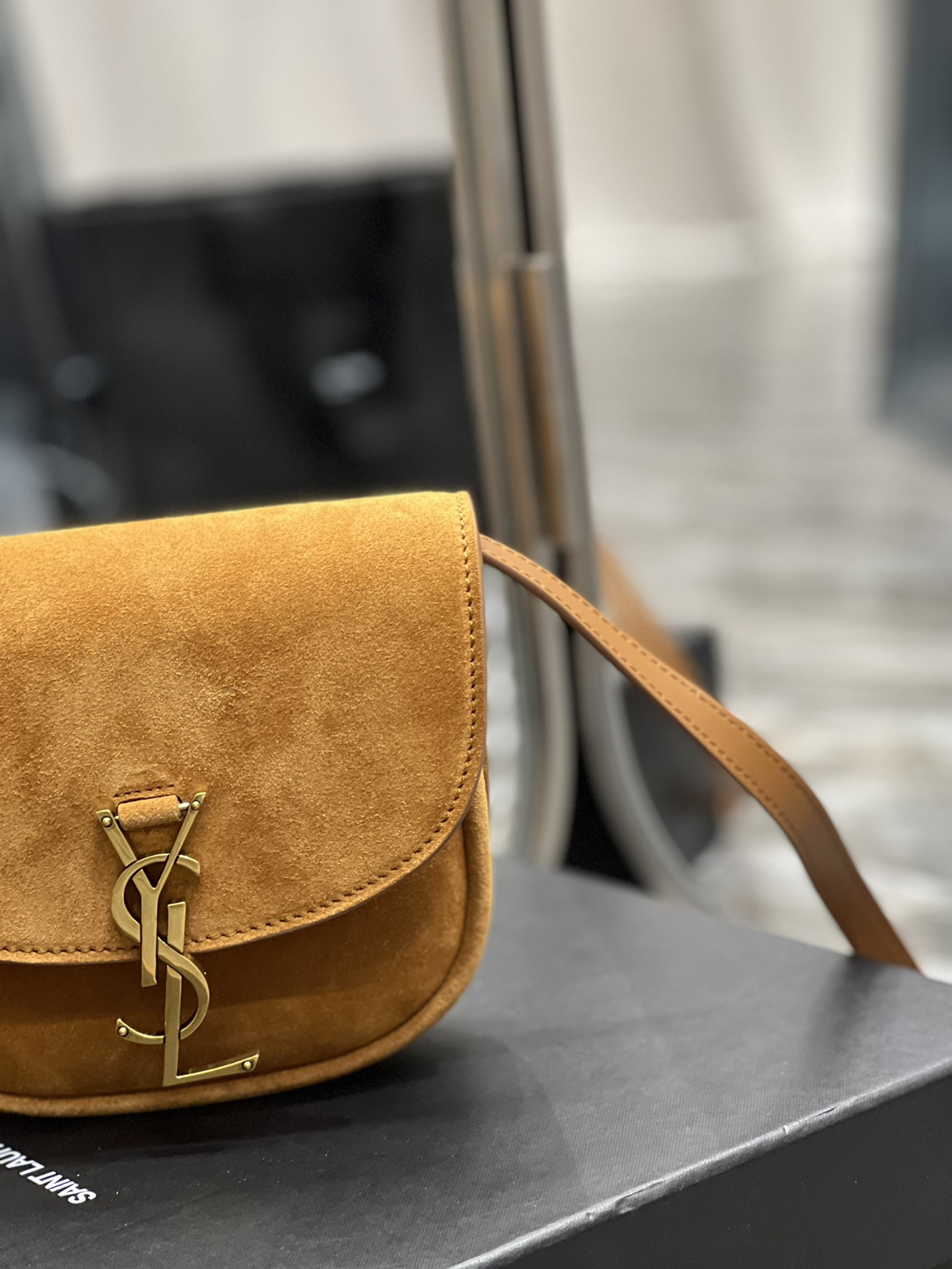 Y*L kaia small satchel in smooth leather 7.2 x 6.1 x 2.1 inches