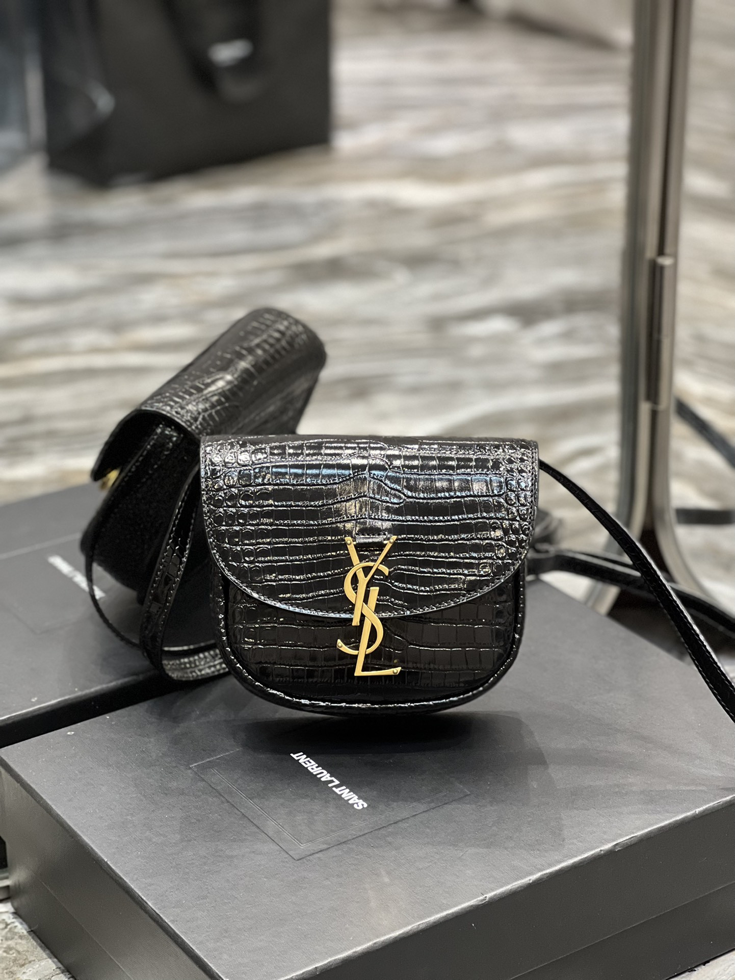 Y*L kaia small satchel in smooth leather 7.2 x 6.1 x 2.1 inches