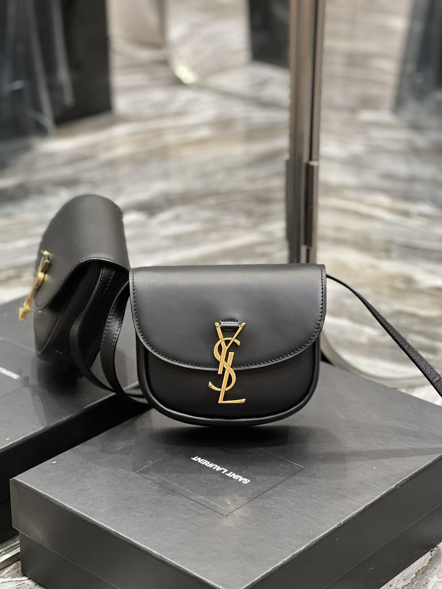 Y*L kaia small satchel in smooth leather 7.2 x 6.1 x 2.1 inches