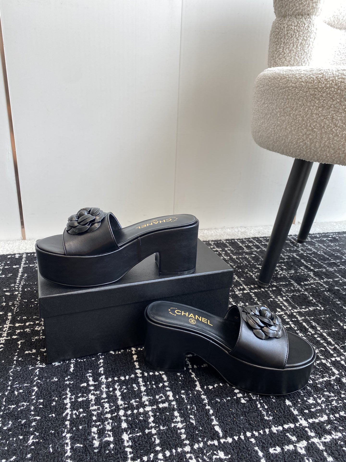 ua Ch*el mules platform heels