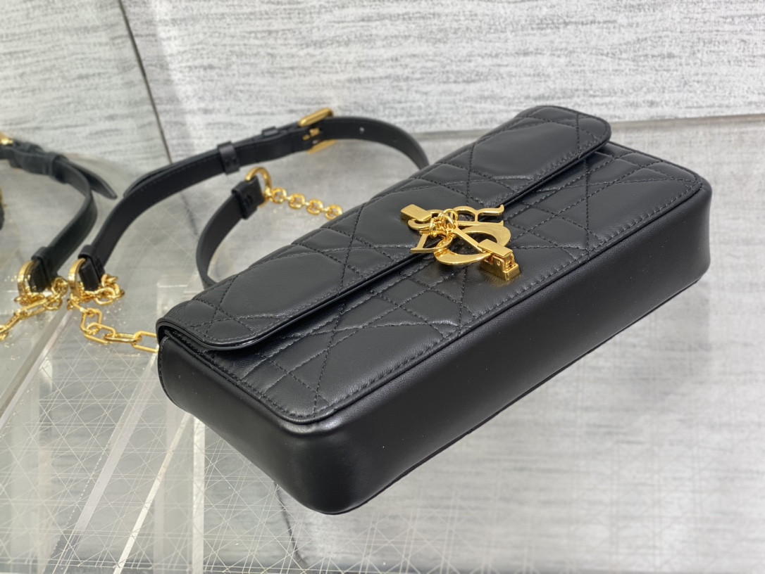 D*or mini D*or ange bag black macrocannage calfskin 20 x 12 x 5 cm