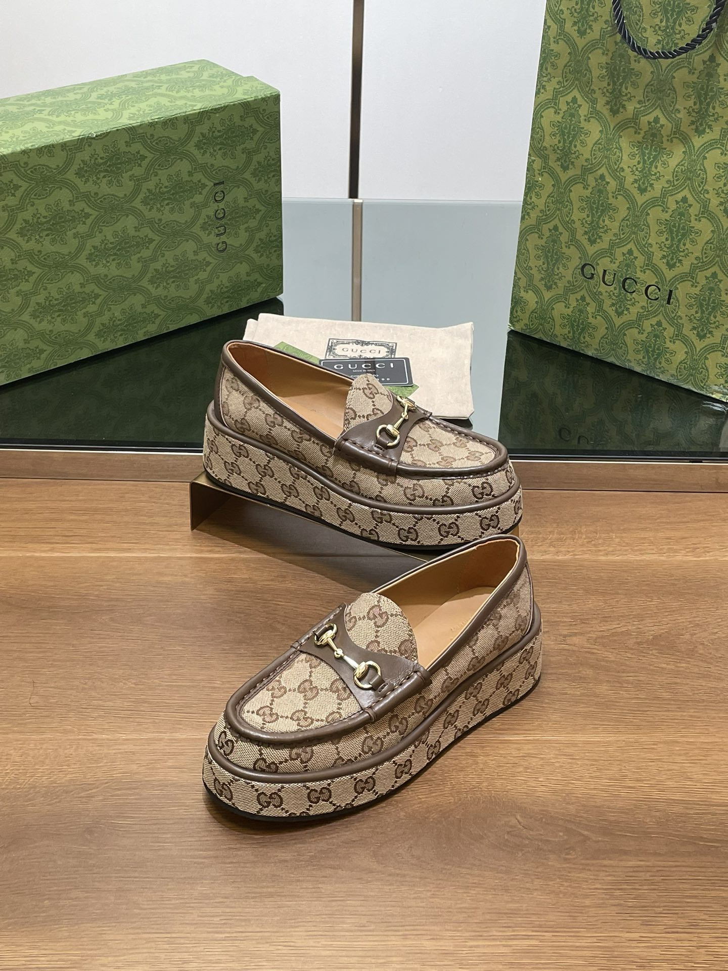 ua G*u*i horsebit wedge loafer
