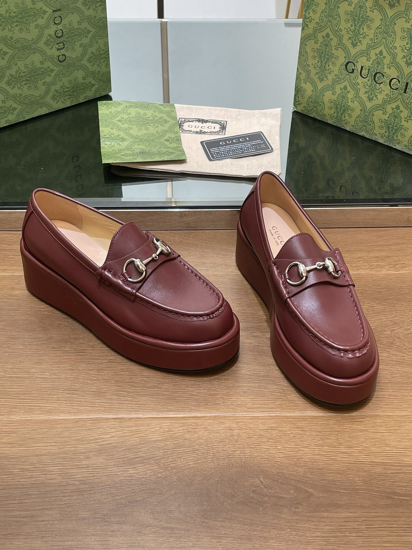 ua G*u*i horsebit wedge loafer