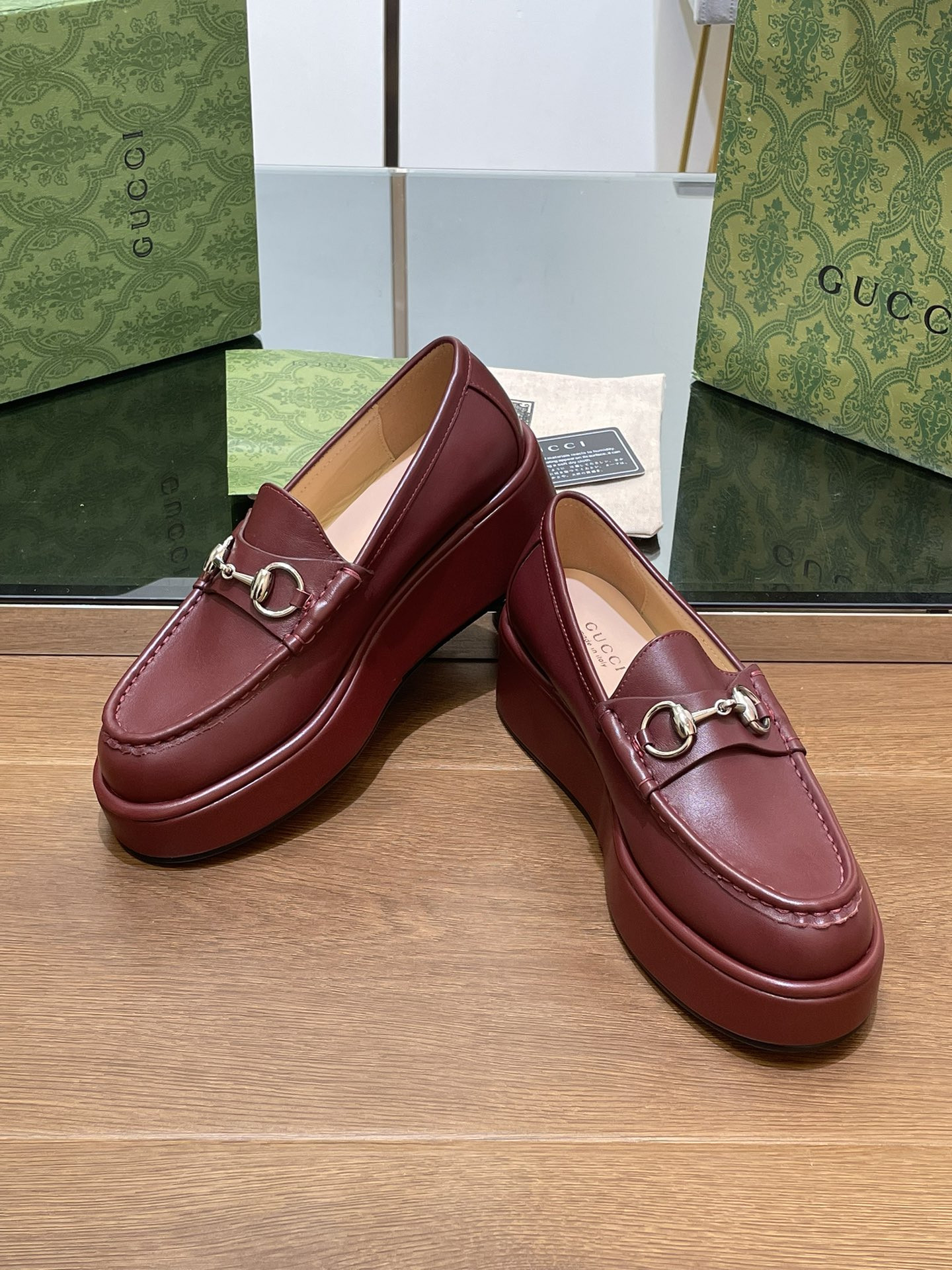 ua G*u*i horsebit wedge loafer