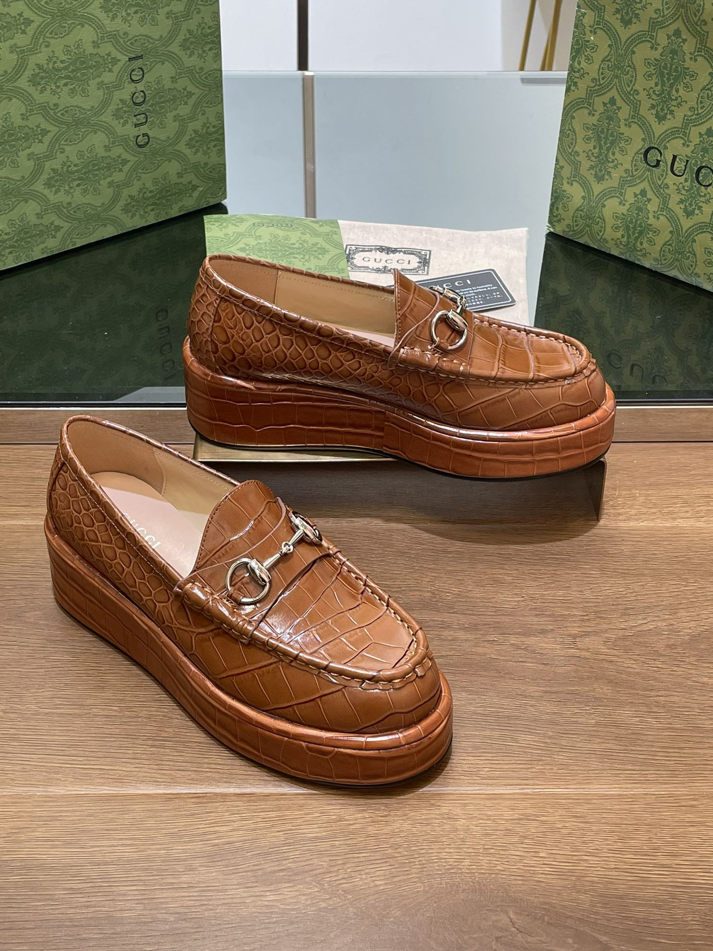 ua G*u*i horsebit wedge loafer
