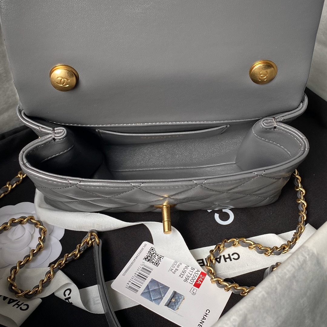 Ch*el mini flap bag with top handle 12.5×19×7cm
