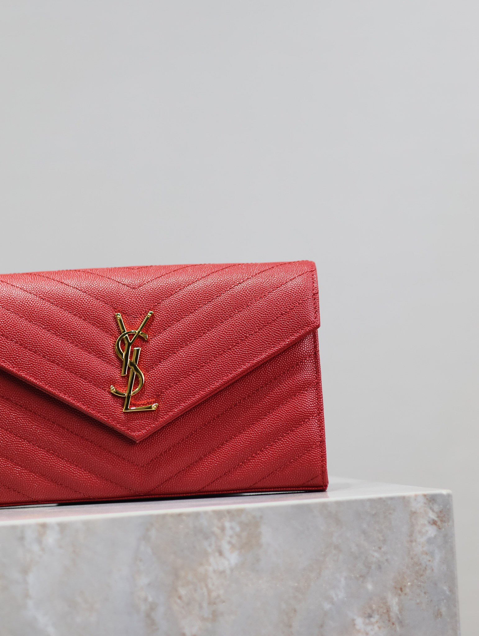 Y*L cassandra monogram classic chain wallet in grained poudre leather 22.5 x 14 x 4cm