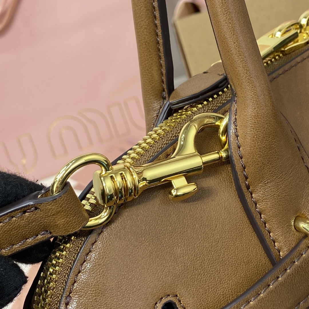 Miu Miu Aventure nappa leather top-handle bag 17x33x11cm