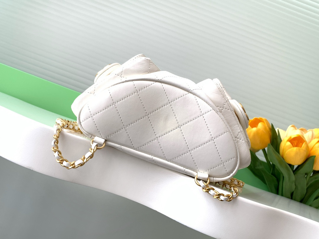 Ch*el backpack shiny lambskin 24.5x18x8cm