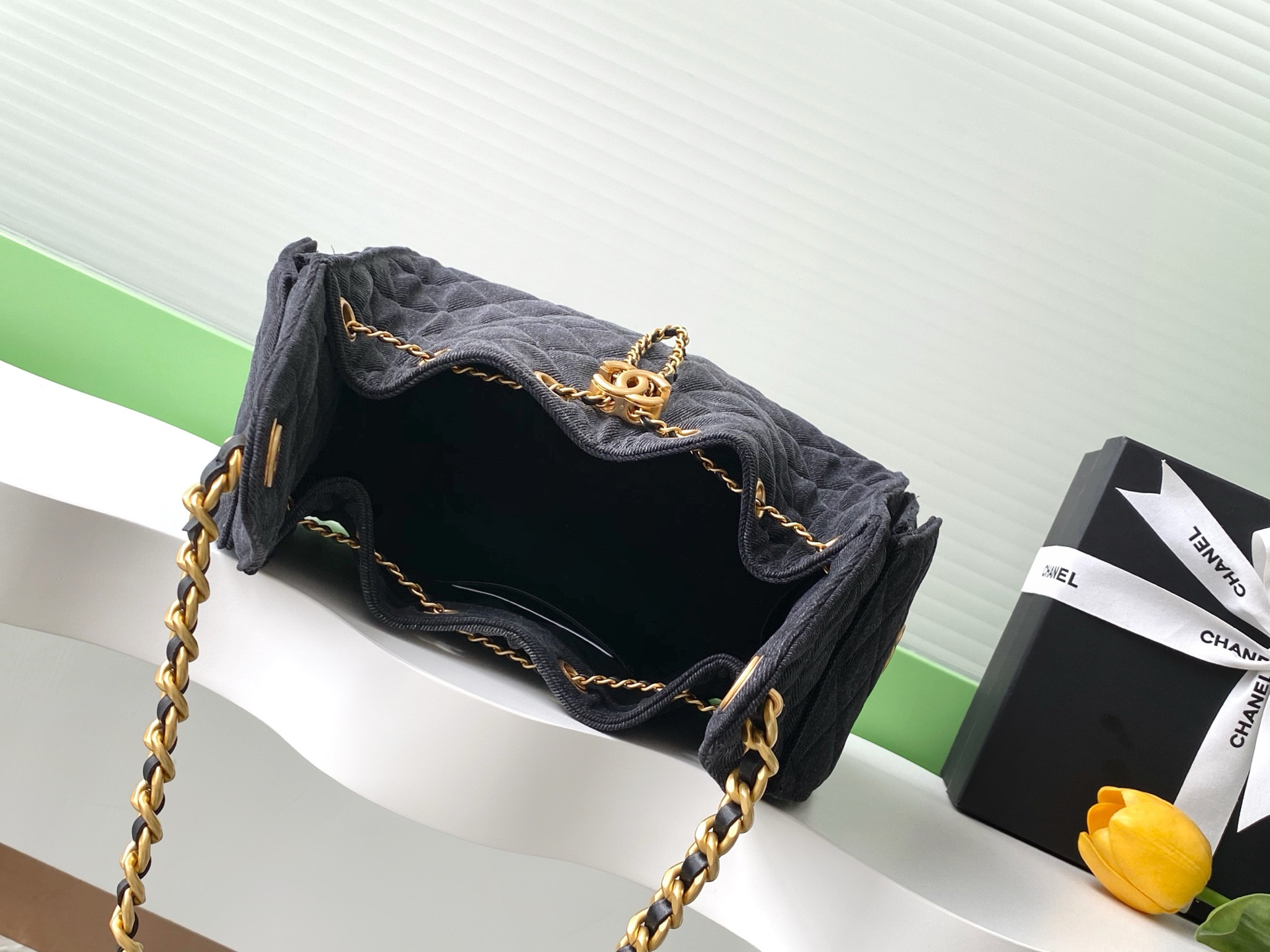 Ch*el 25 small bucket hobo handbag as5293 30x26x14cm