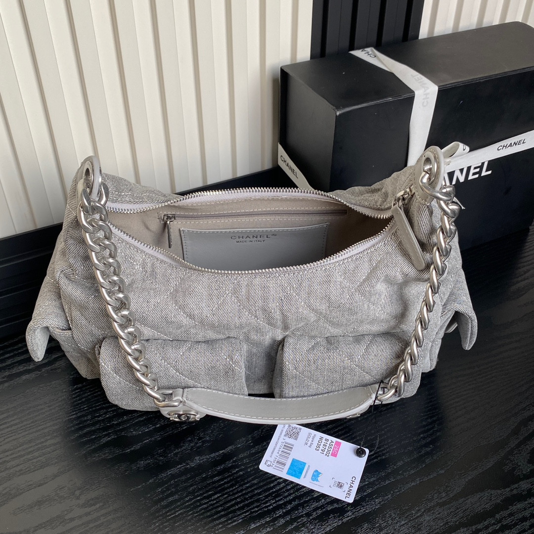 Ch*el 25c maxi hobo bag 27×35×18cm