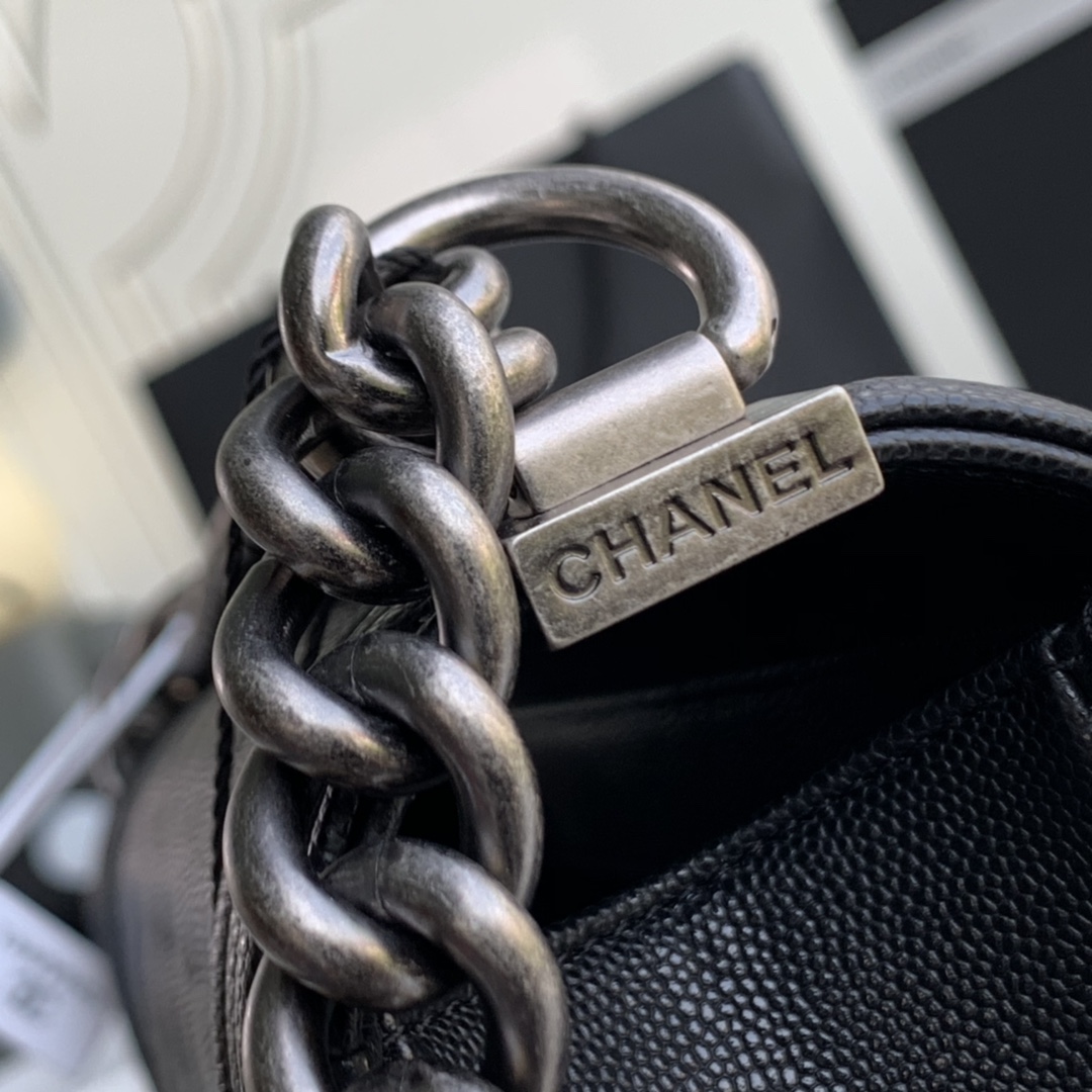 Ch@nel Boy Bag-Caviar-25CM